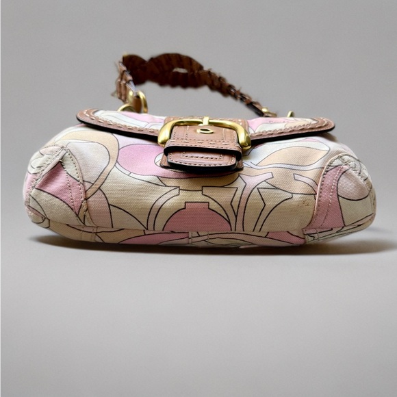 Coach Pink Multicolor Signature Canvas Small Soho Flap Shoulder